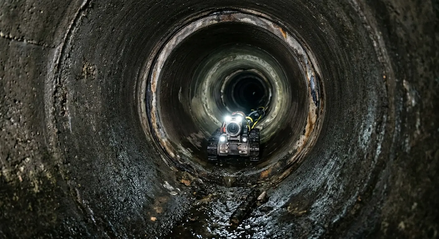 Robotic sewer camera inspecting pipe interior for Sewer Line Repair in Lockhart